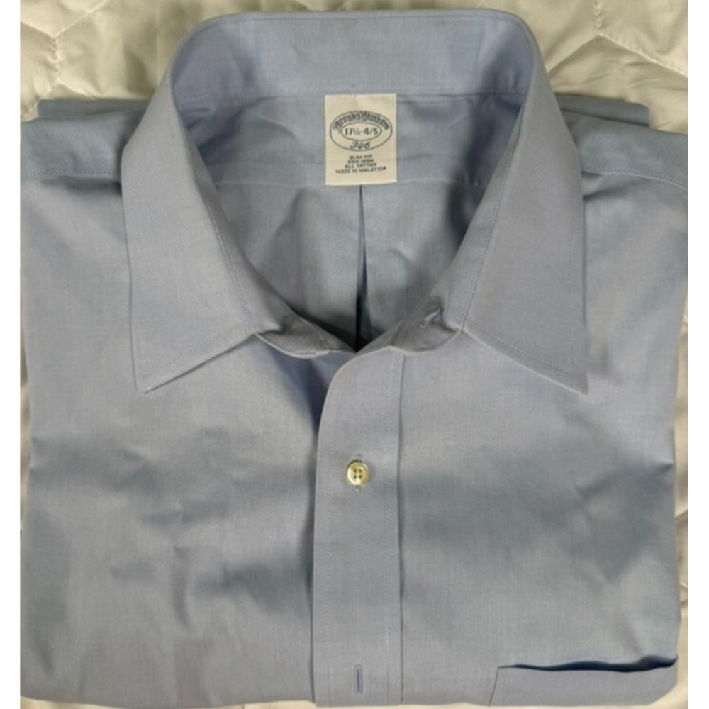Brooks Brothers Mens 17.5 Slim Fit Long‎ Sleeve Button Down 100% Cotton Shirt